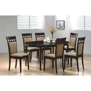   Cappuccino Finish Solid Wood Dining Table Chairs Set