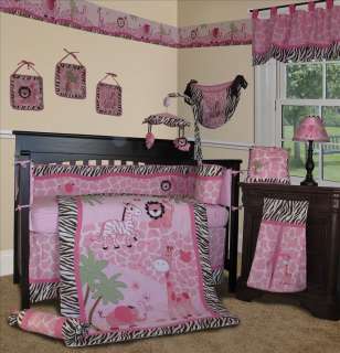   Pink Safari 13 PCS Girl Nursery Crib Bedding Set 609132316814  