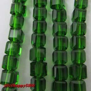free ship 20pcs green crystal glass cube charm spacer beads 6x6x6mm 