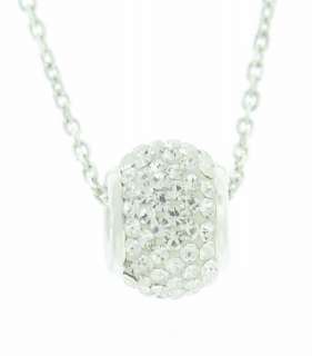 Sterling Silver Bead Pendant Necklace Crystal Stones  