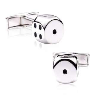 . Incredibly realistic dice depicted on sterling silver cufflinks 