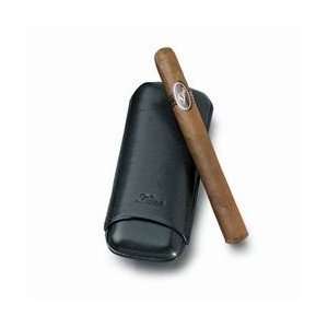  Zino Black Leather Two Finger Corona Cigar Cases