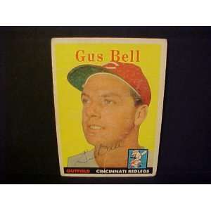  Gus Bell Cincinnati Redlegs #75 1958 Topps Autographed 