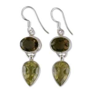    Smoky quartz and citrine dangle earrings, Fortunes Jewelry