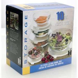 Housewares International 10 Piece Clear Glass Bowl Storage Set with 