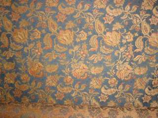 10 yards Blue Floral Chenille Damask Upholstery Fabric  