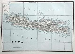 1892 JAVA Indonesia * DETAILED Atlas Map 8½ x 12  