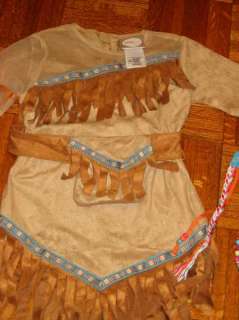 DISNEY POCAHONTAS COSTUME DRESS UP CHILD SIZE 2/3 XXS HEADBAND AND 