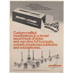  1976 Benge Mouthpieces for Trumpets Cornets Trombones 