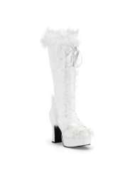   Womens Platforms 4 Inch Sexy White Faux Fur Viking Costume Accessory