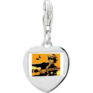   Plated Music Country Singer Photo Heart Frame Charm Pugster Jewelry