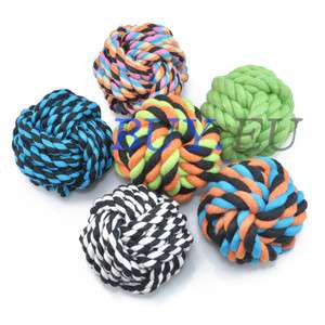 DOG TOY Cotton Rope Ball Chase Throw Train chew 6cm  
