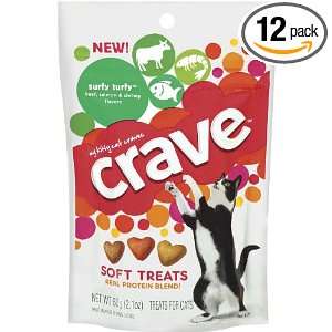 Crave Cat Treats Surfy Turfy, Beef, Salmon and Shrimp, 2.1 Ounce (Pack 