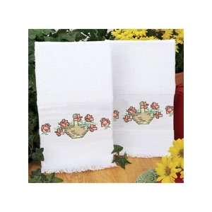   Basket Terry Towel Pair Stamped Cross Stitch Kit