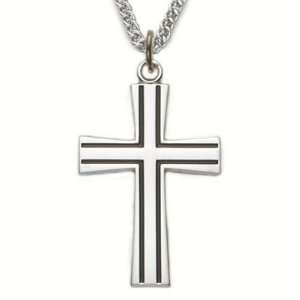  Personalized Sterling Silver 1 1/8 Polished Flared Cross Necklace 