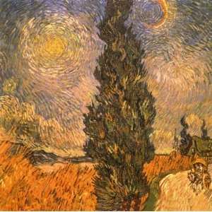  Road With Cypress Tree, Sun, And Moon by Van Gogh 15.28X15 