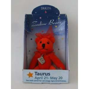 Dakin Zodiac Bears Taurus April 21  May 20 Stuffed Orange 