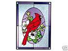 10x14 Stained Glass CARDINAL Bird Suncatcher Panel