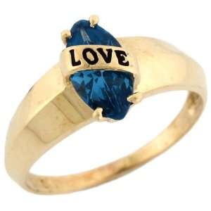   Enamel Love Synthetic Blue Zircon December Birthstone Ring Jewelry