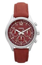 Fossil Flight Chronograph Round Leather Strap Watch $115.00