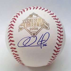 Chase Utley Signed Baseball   2008 World Series   Autographed 