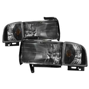    94 01 Dodge Ram Black Headlights /w Amber Corner Light Automotive