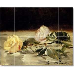 Edouard Manet Flowers Shower Tile Mural 24  48x60 using (20) 12x12 