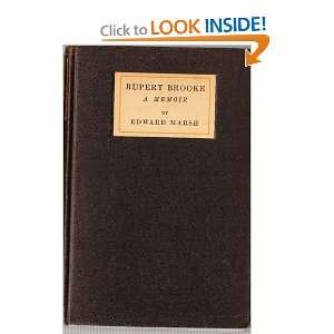  Rupert Brooke a Memoir (1918) Edward Marsh Books