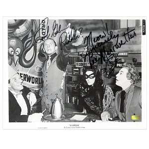 Frank Gorshin & Lee Meriwether Autographed Riddler & Catwoman Pointing 