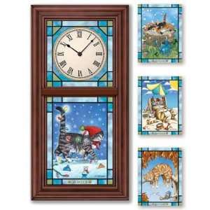    Comical Cats Stained Glass Clock by Gary Patterson