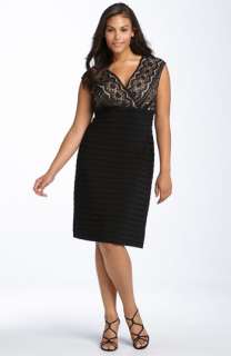 Adrianna Papell Lace Bodice Banded Dress (Plus)  