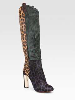 Brian Atwood   Paradis Leopard Print Calf Hair Knee High Boots 
