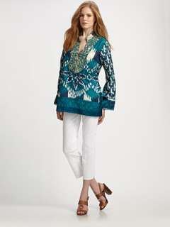 Embellished v neck Long sleeves Pull on style About 32 from shoulder 