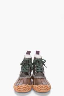 Junya Watanabe Green Canvas Paraffin Boots for men  