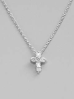 Roberto Coin   Diamond & 18K White Gold Baby Cross Necklace    