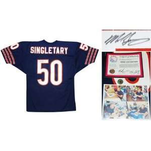 Mike Singletary Throwback Autographed Navy Custom Jersey