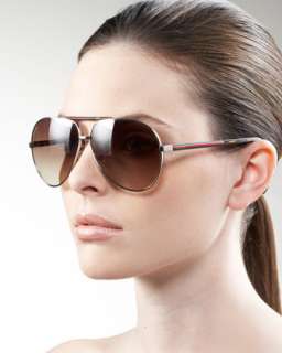 Metal Brown Aviator Sunglasses  