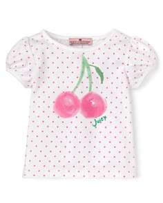 Juicy Couture Infant Girls Polka Dot Cherry Tee With Ruffle   Sizes 3 