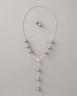 Pearl Necklace & Earring Set, Black