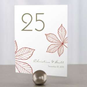 24 Autumn Fall Leaf Personalized Wedding Table Numbers  