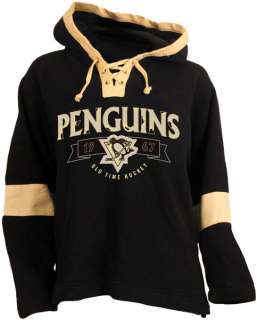 Pittsburgh Penguins Old Time Hockey Black Jetted Hooded Fleece 