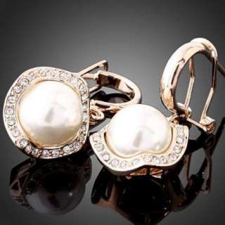 ARINNA Swarovski Crystal Pearl Gold GP Fashion Earrings  