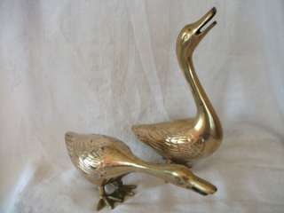 Solid Brass Swan Figurines  