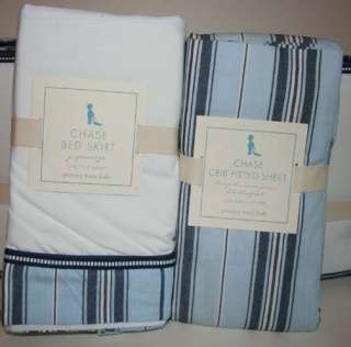   boys Chase CRIB Bumper, skirt, fitted sheet SET 3 pc blue navy  