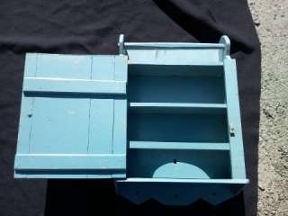 Bathroom Medicine Cabinet/ Chest with Towel Bar  Vintage Blue Paint 