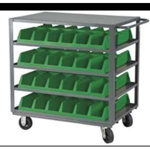   Cart   40“ H, 5 Shelf with Sway Handle and 30312 (10) bins, Green