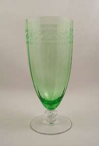 Fry Elegant Depression Glass Green Iced Tea Tumbler~Needle Etched 