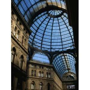 The Iron and Glass Dome of Galleria Umberto I, Naples, Campania, Italy 