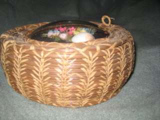 VICTORIAN COVERED BASKET GLASS DOME TOP WITH SEASHELLS  