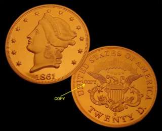 1861 o $ 20 liberty double eagle gold coins replica